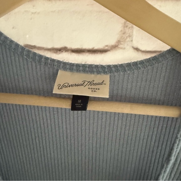 Universal Thread Light Blue Ribbed Drop Waist Dress - Picture 4 of 5